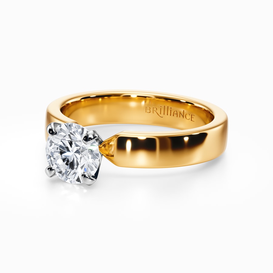 Flat Solitaire Engagement Ring in Yellow Gold (4 mm)