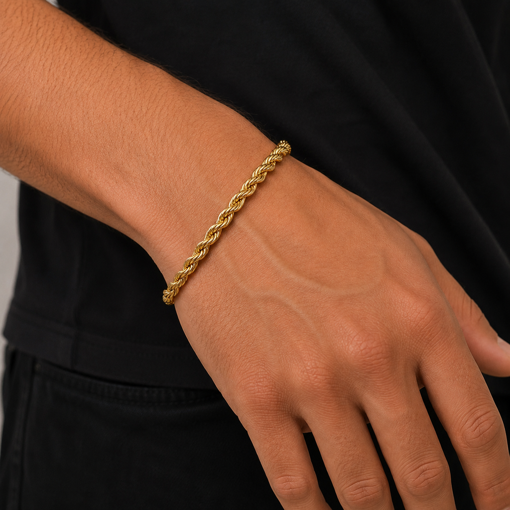 14K Solid Gold Rope Bracelet