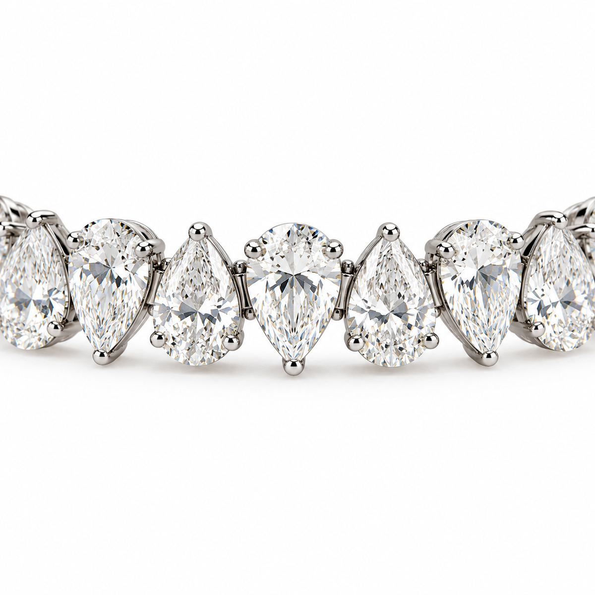 Pear-Shaped Lab-Grown Diamond Tennis Bracelet – 14.44 ctw