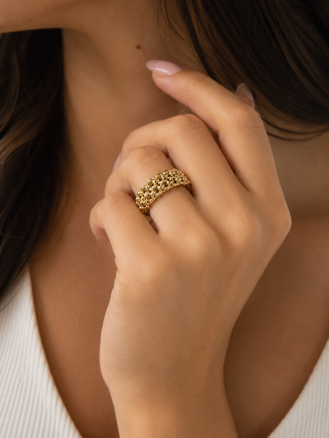 14K Gold Bismark Link Ring