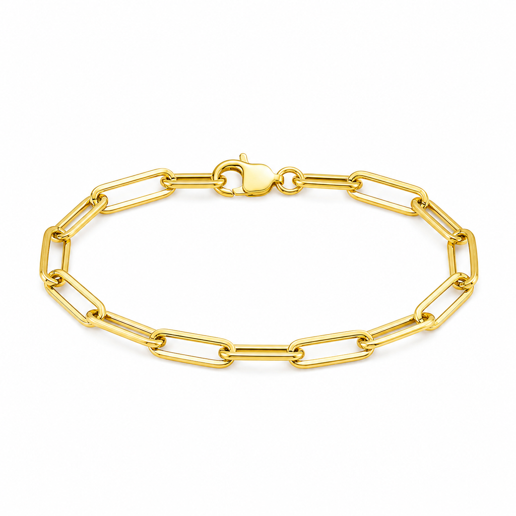 14K Solid Gold Paperclip Bracelet