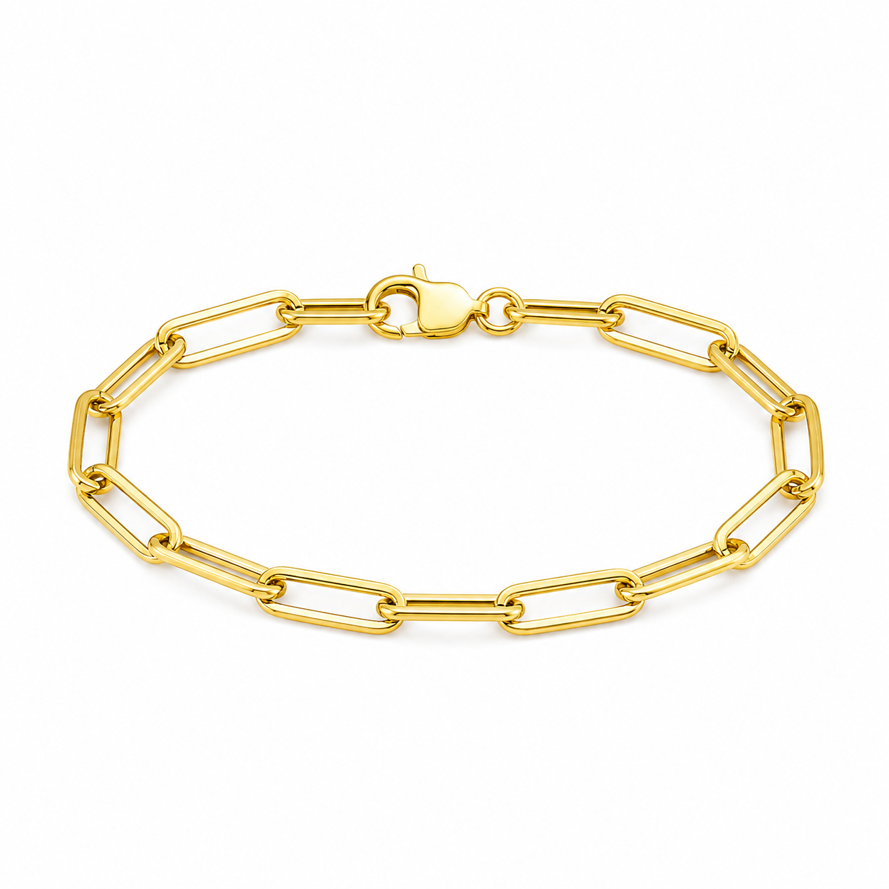 14K Solid Gold Paperclip Bracelet