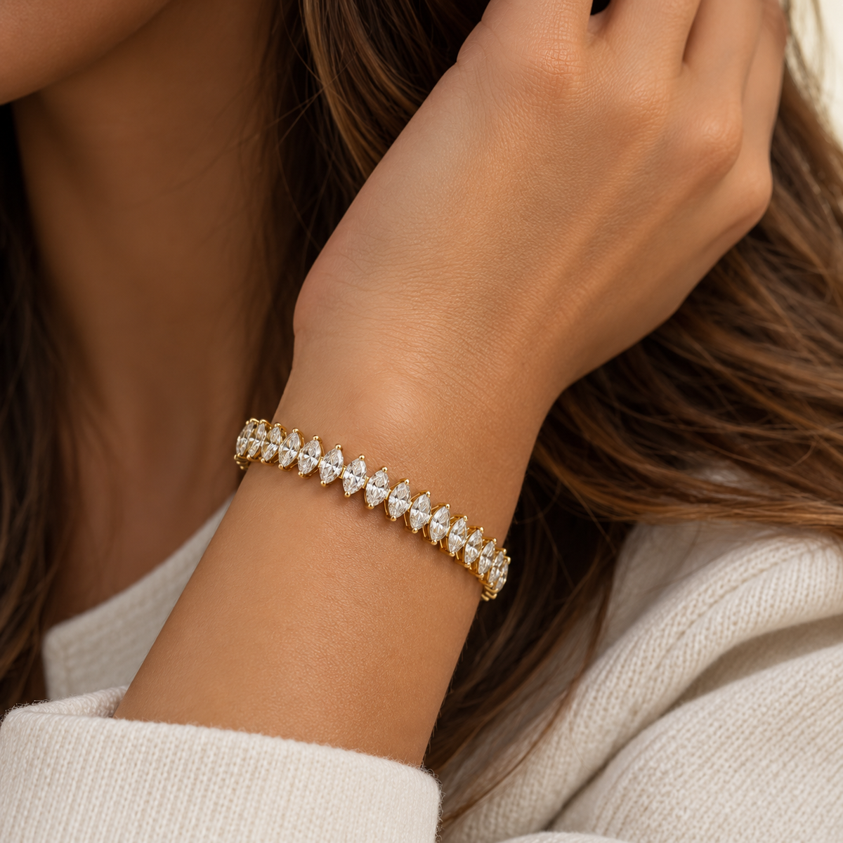 Marquise Lab-Grown Diamond Tennis Bracelet – 13.26 ctw