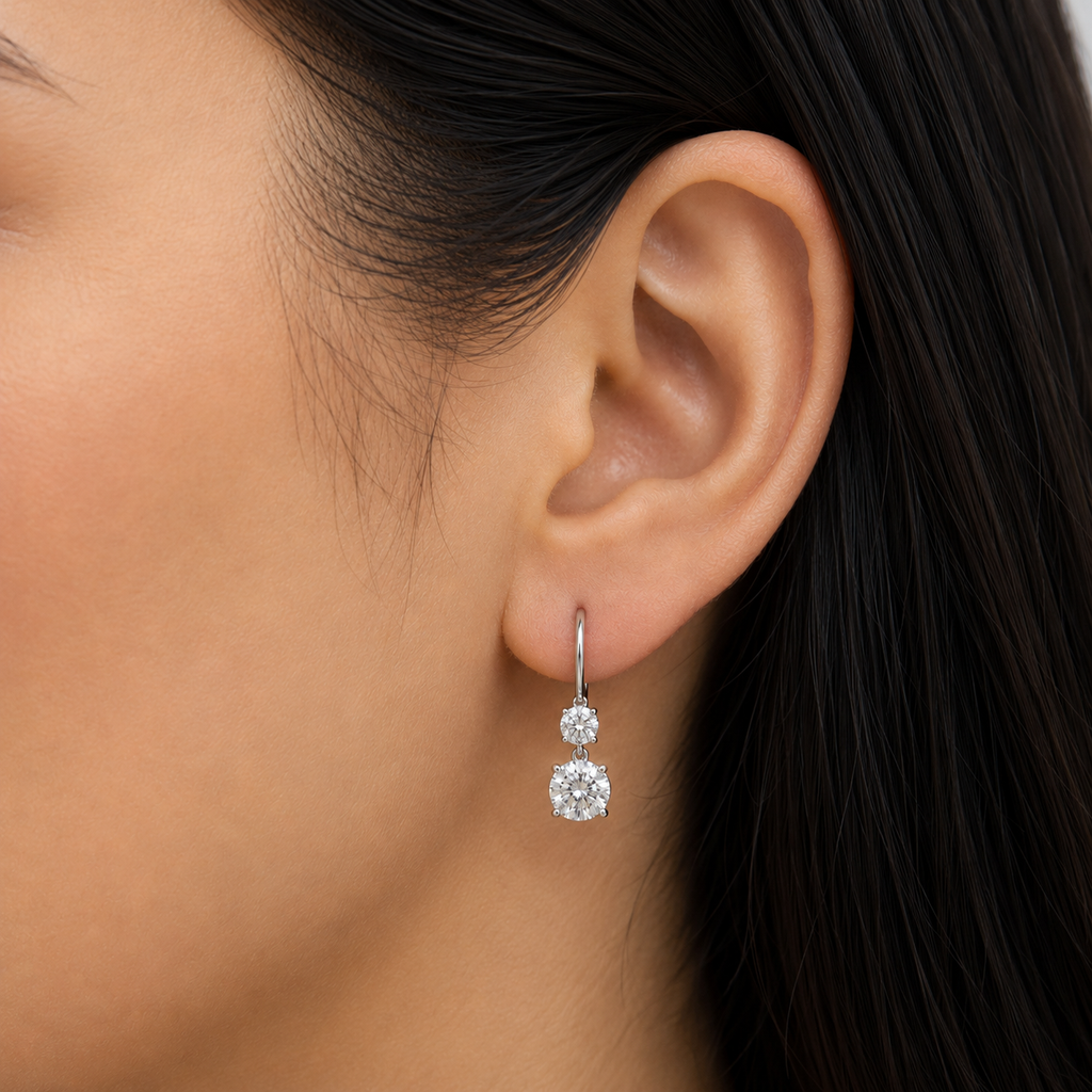 Graduated Diamond Drop Earrings