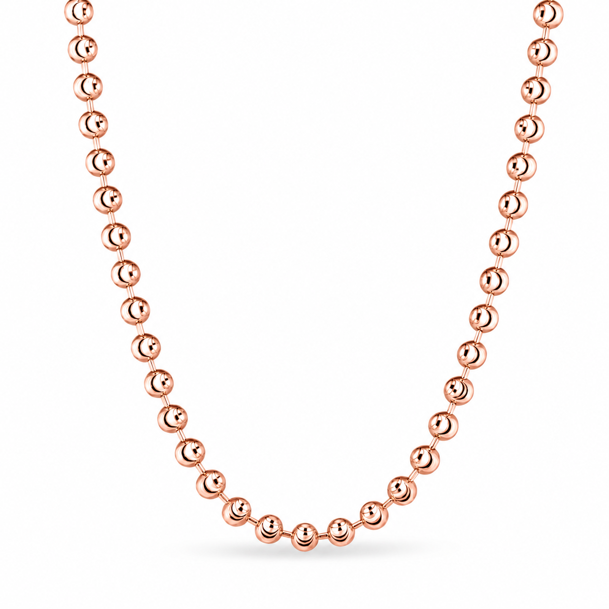 14K Gold Moon Cut Bead Ball Necklace