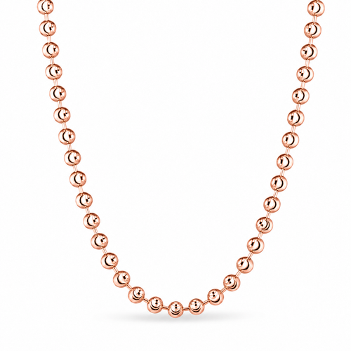 14K Gold Moon Cut Bead Ball Necklace