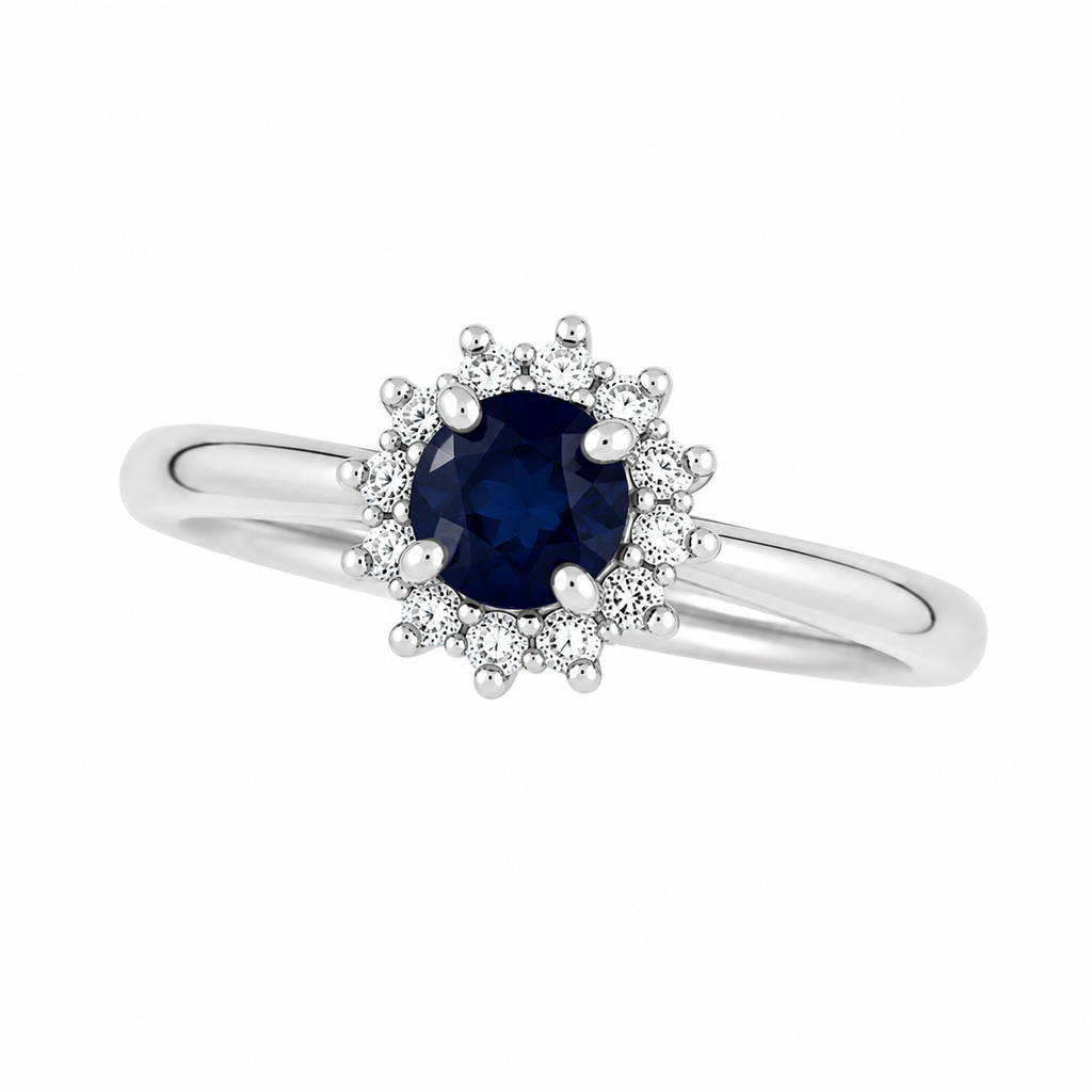 Sapphire & Diamond Halo Ring