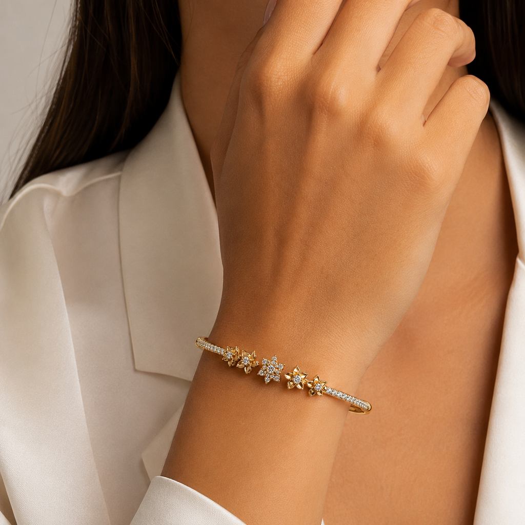 Diamond Floral Bangle