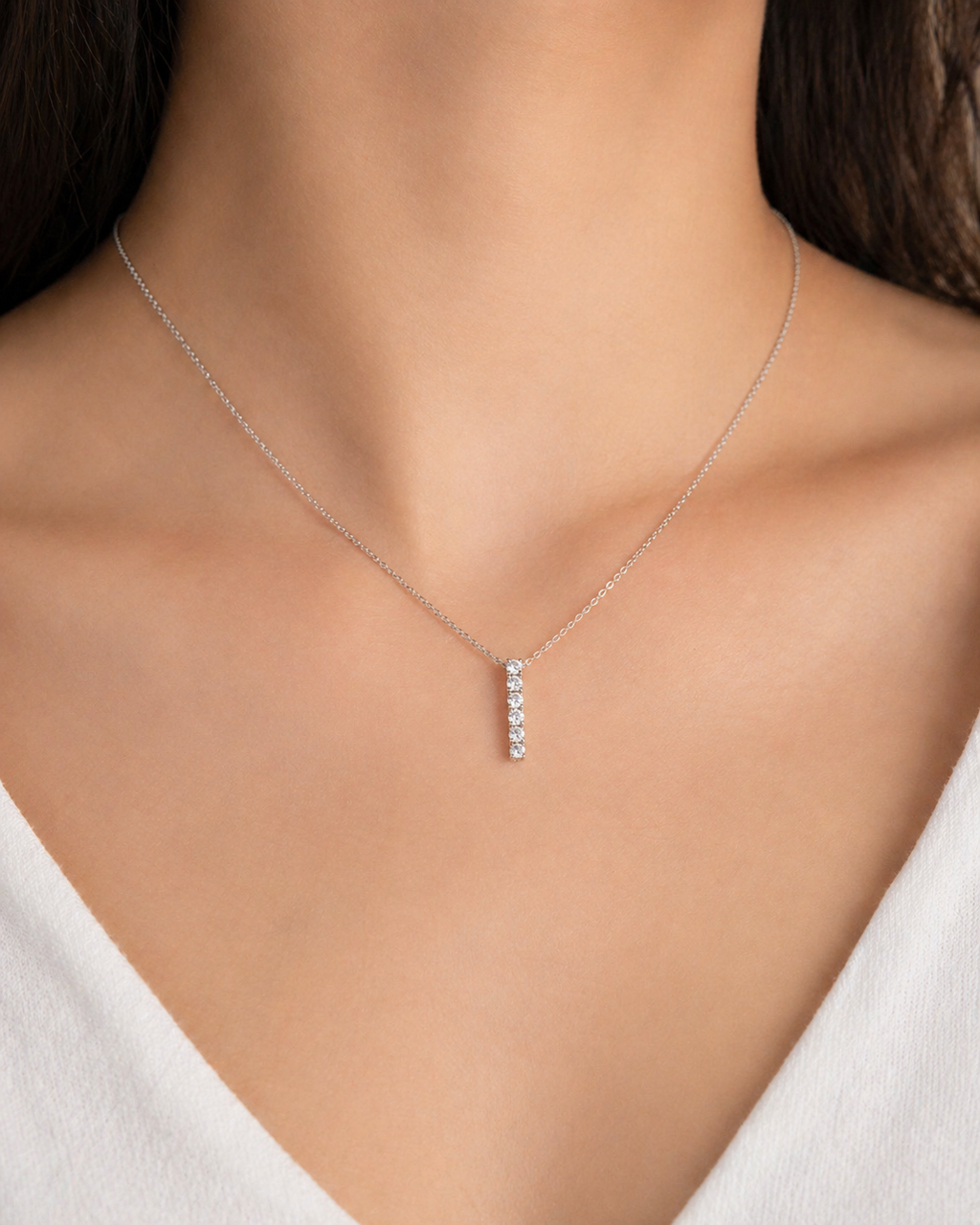 Diamond Vertical Bar Pendant Necklace