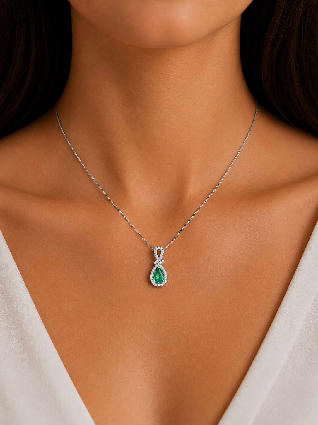 Emerald & Diamond Pendant Necklace