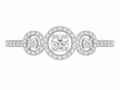 Three-Stone Halo Diamond Ring