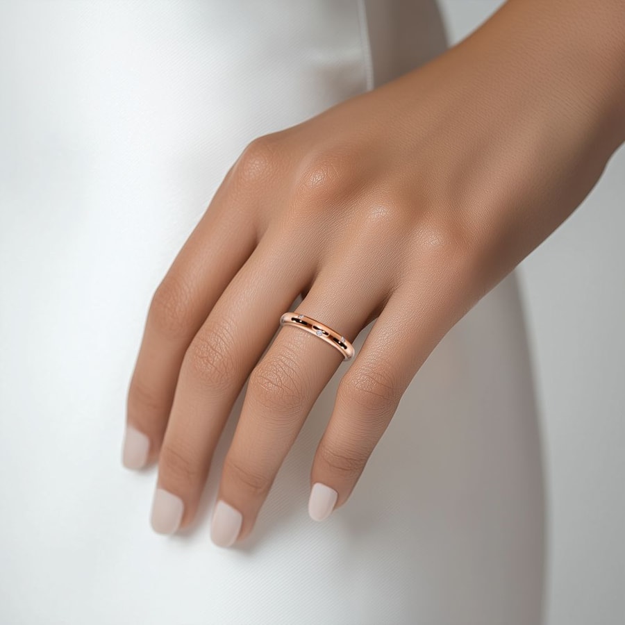 Inset Diamond Wedding Ring in Rose Gold (3 mm)