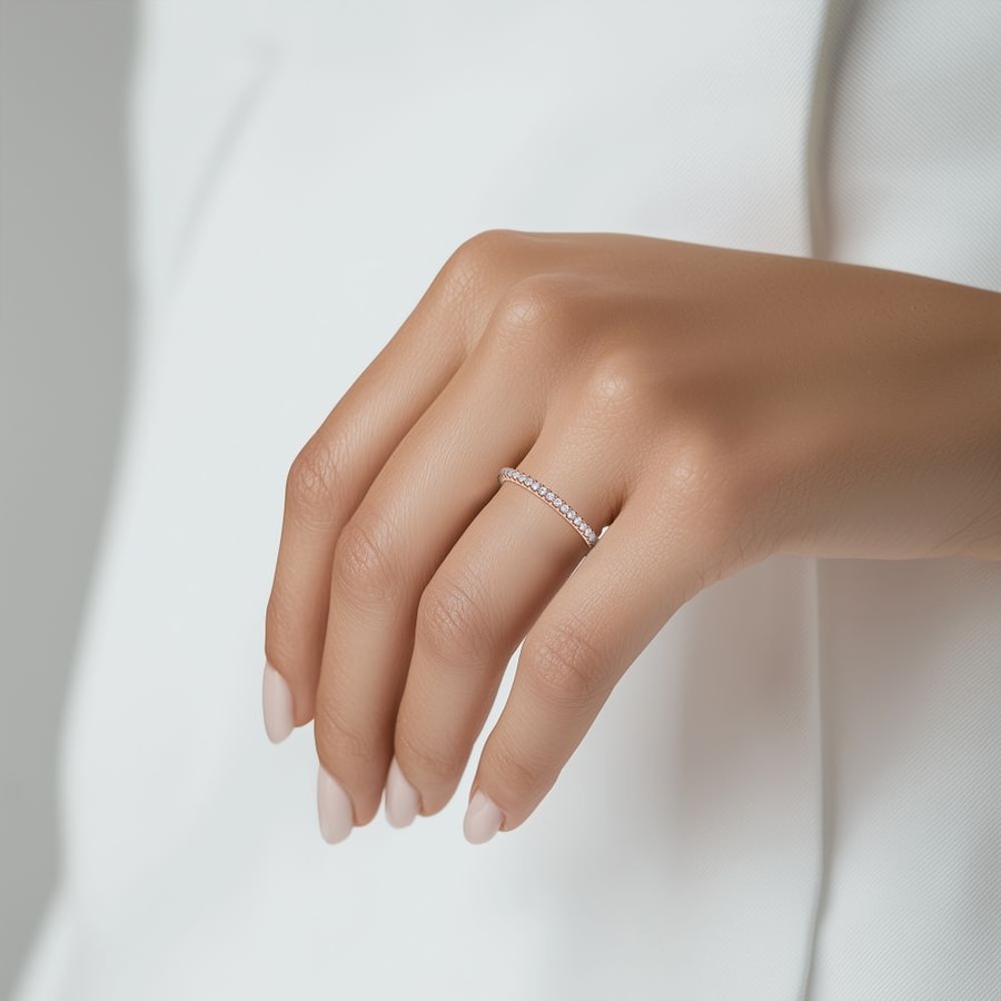 Scalloped Diamond Eternity Ring in Rose Gold (0.42 Carat)
