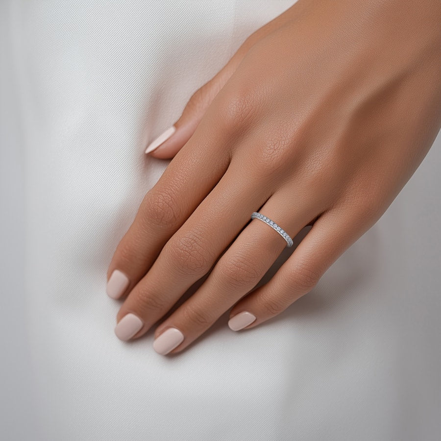 Petite Pave Eternity Ring In White Gold (0.63 Carat)