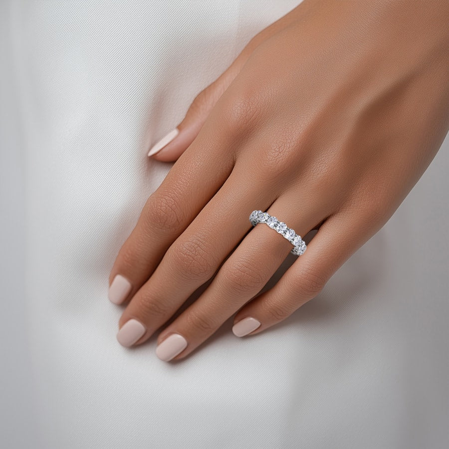 Round Cut Diamond Eternity Ring in White Gold (4.90 Carat)