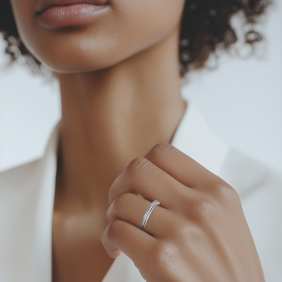 Pave Diamond Eternity Ring In White Gold (0.48 Carat)