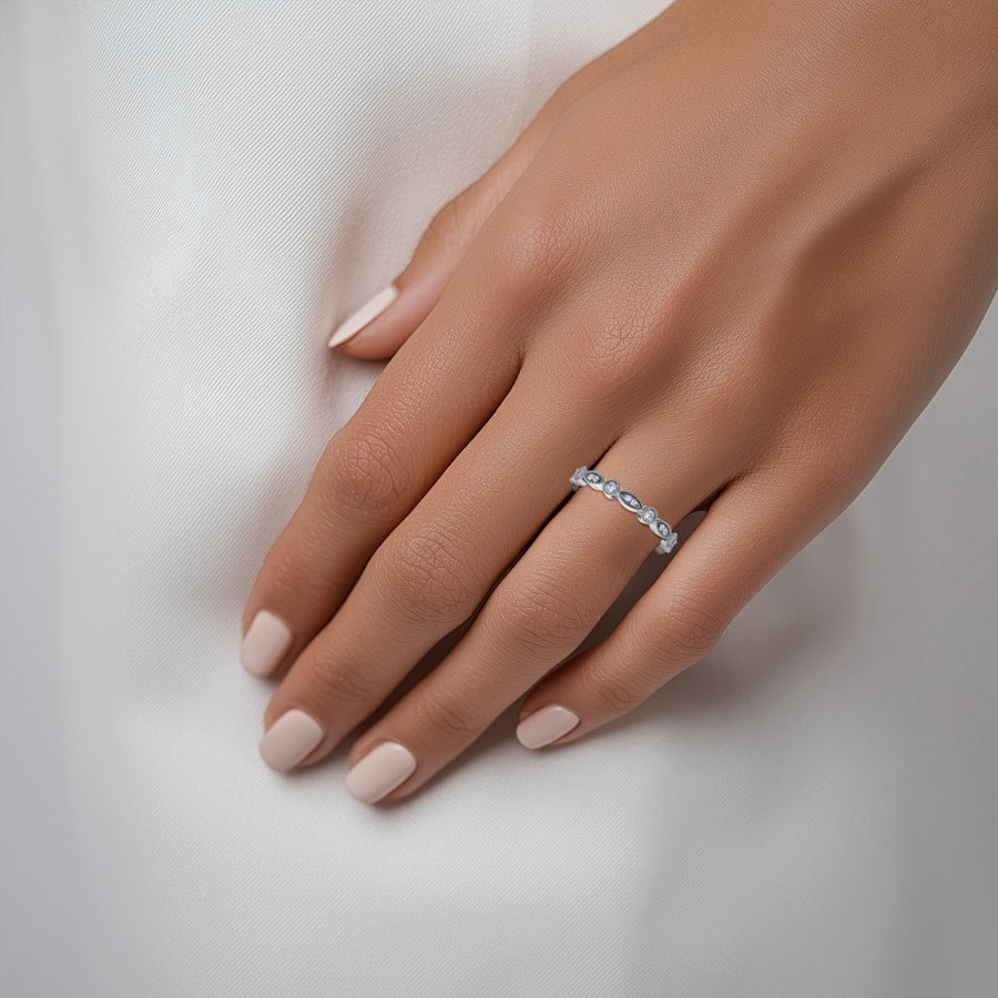 Vintage Edwardian Diamond Eternity Band In White Gold