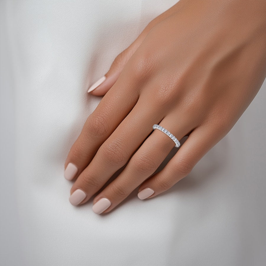 Classic Prong Set Diamond Eternity Ring In White Gold (0.98 Carat)