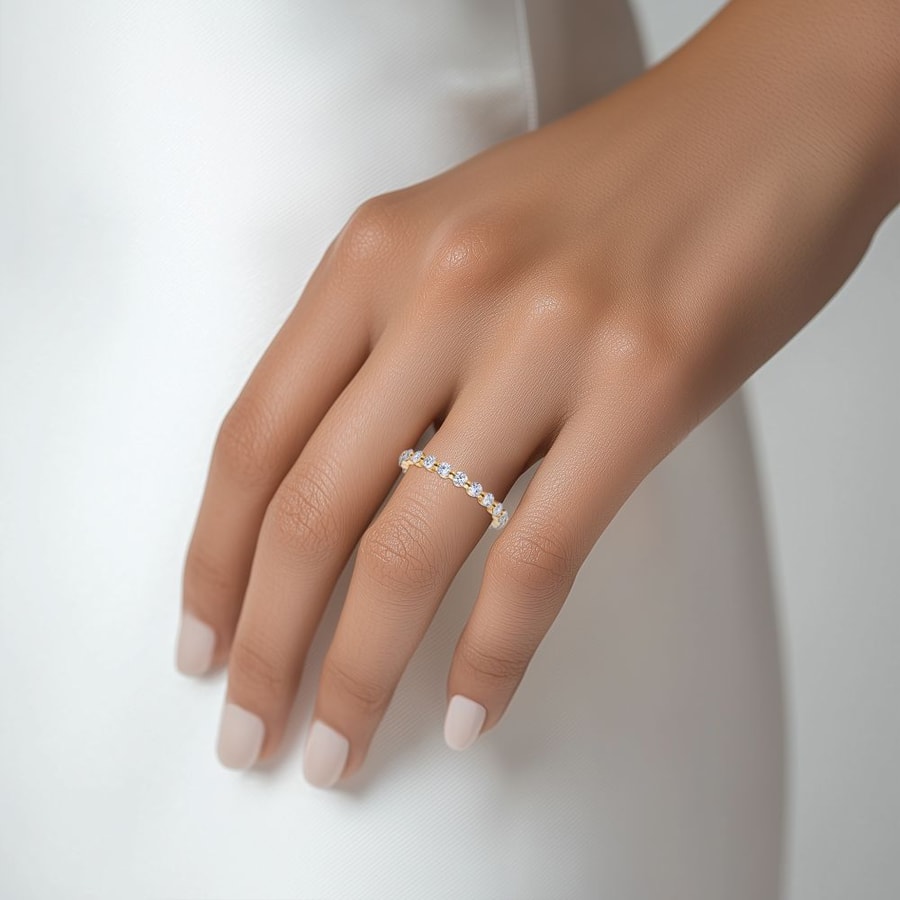 Floating Diamond Eternity Ring In Yellow Gold (0.98 Carat)