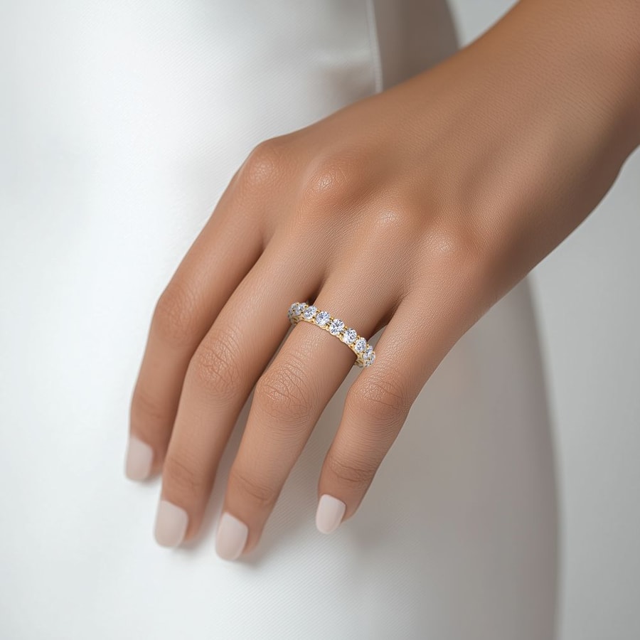 Round Diamond Eternity Ring in Yellow Gold (3.98 Carat)