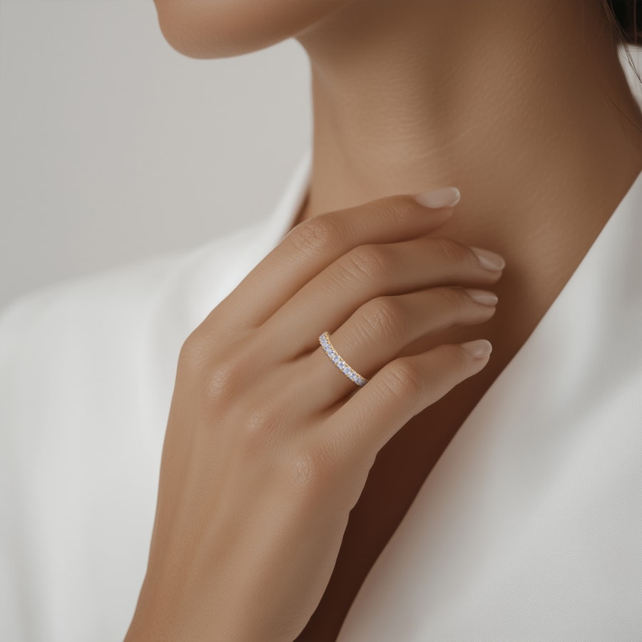 Asscher Cut U Prong Eternity Band In Yellow Gold (1.98 Carat)