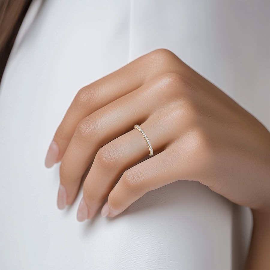 Scalloped Diamond Eternity Ring in Yellow Gold (0.42 Carat)