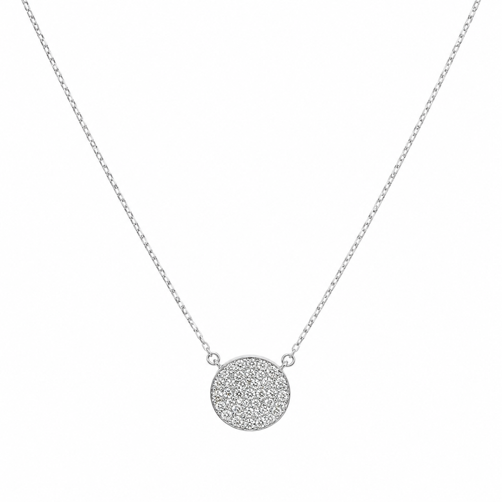Diamond Pavé Disc Necklace