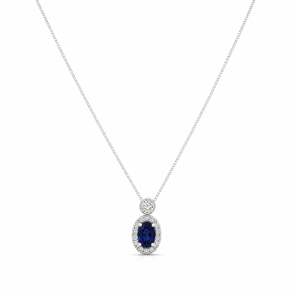 Sapphire & Diamond Halo Necklace
