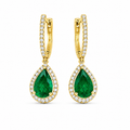 Emerald Halo Drop Earrings
