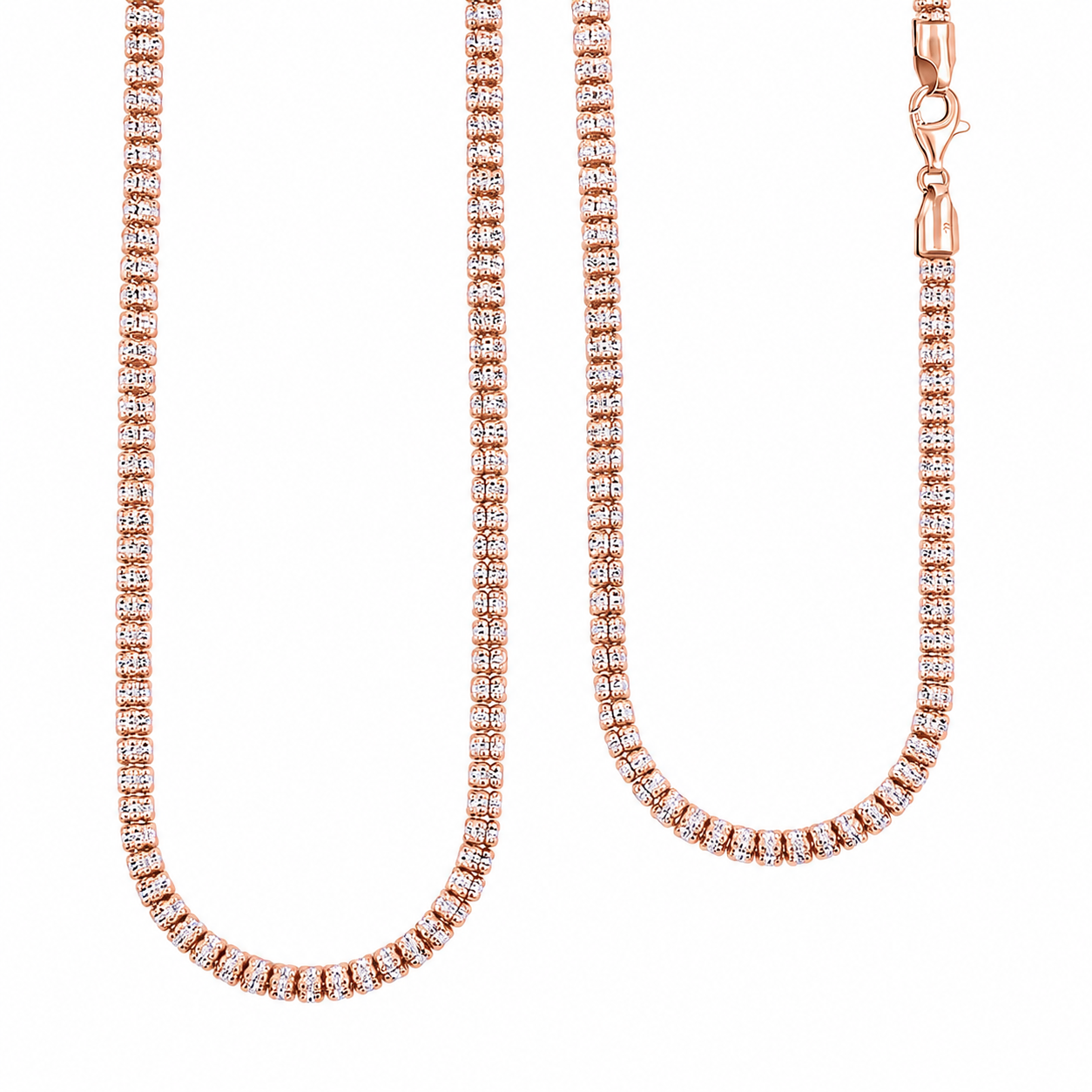 14K Gold 5 Row Diamond-Cut Necklace