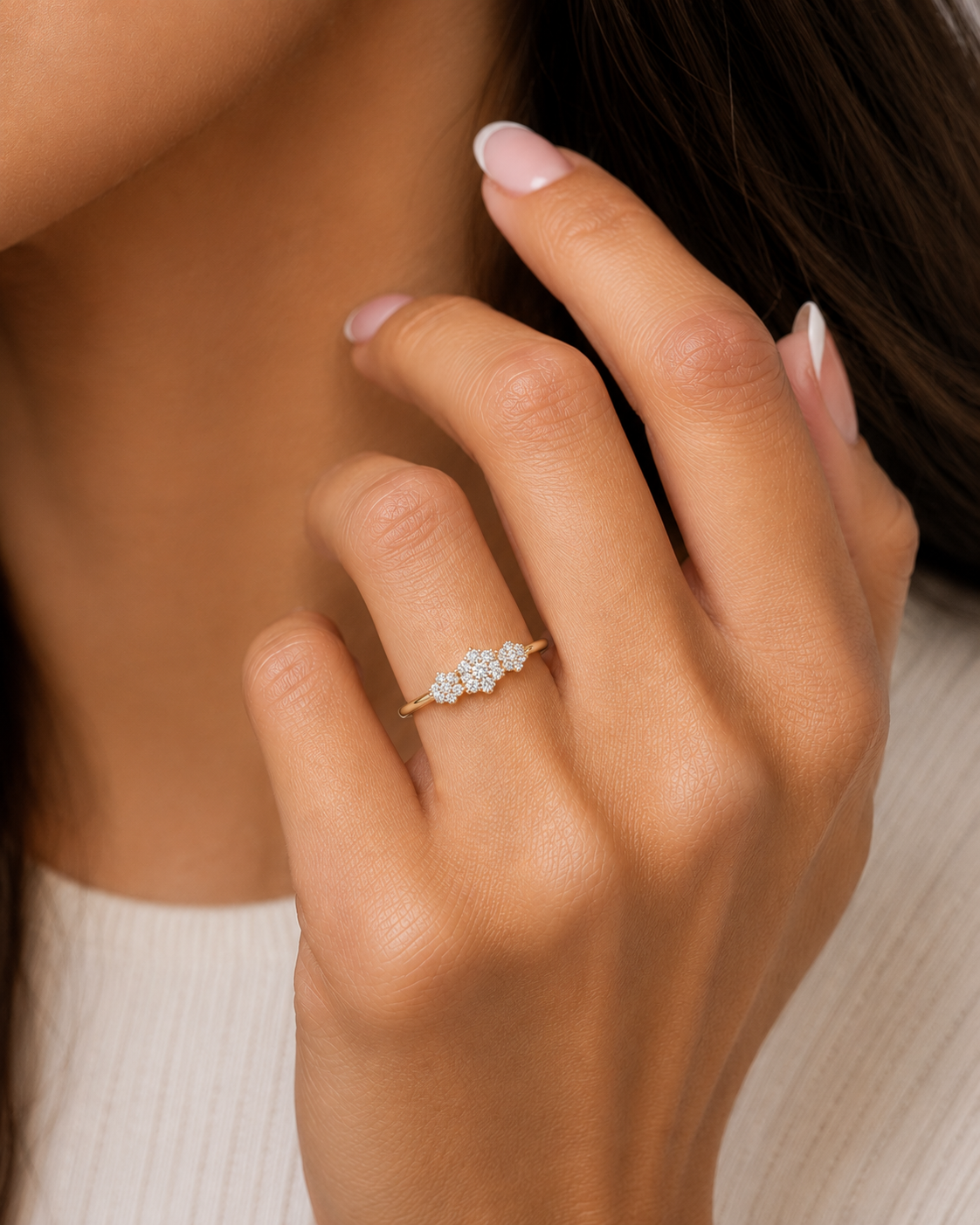 Diamond Floral Cluster Ring