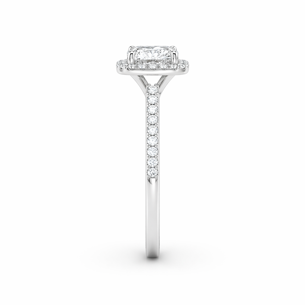 GIA Certified Elongated Cushion Halo Diamond Engagement Ring