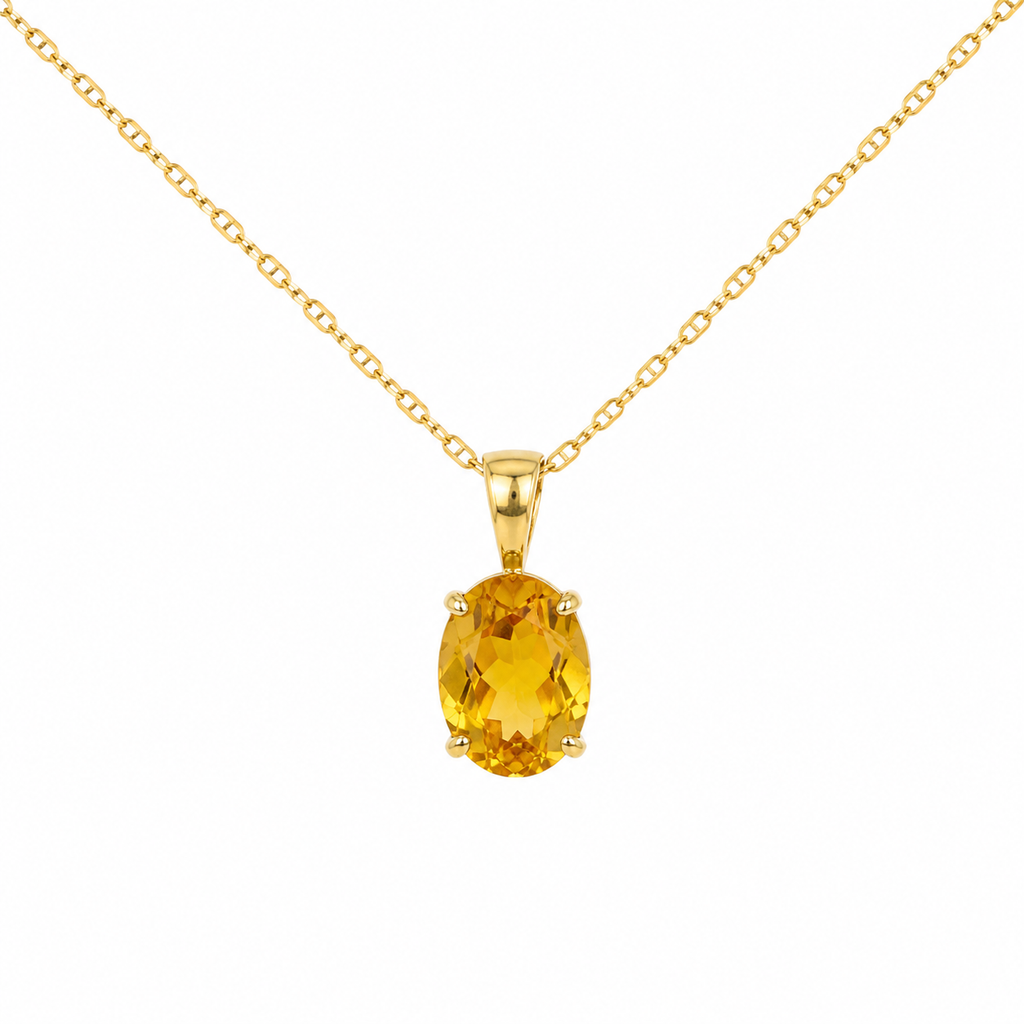 Citrine Solitaire Pendant Necklace