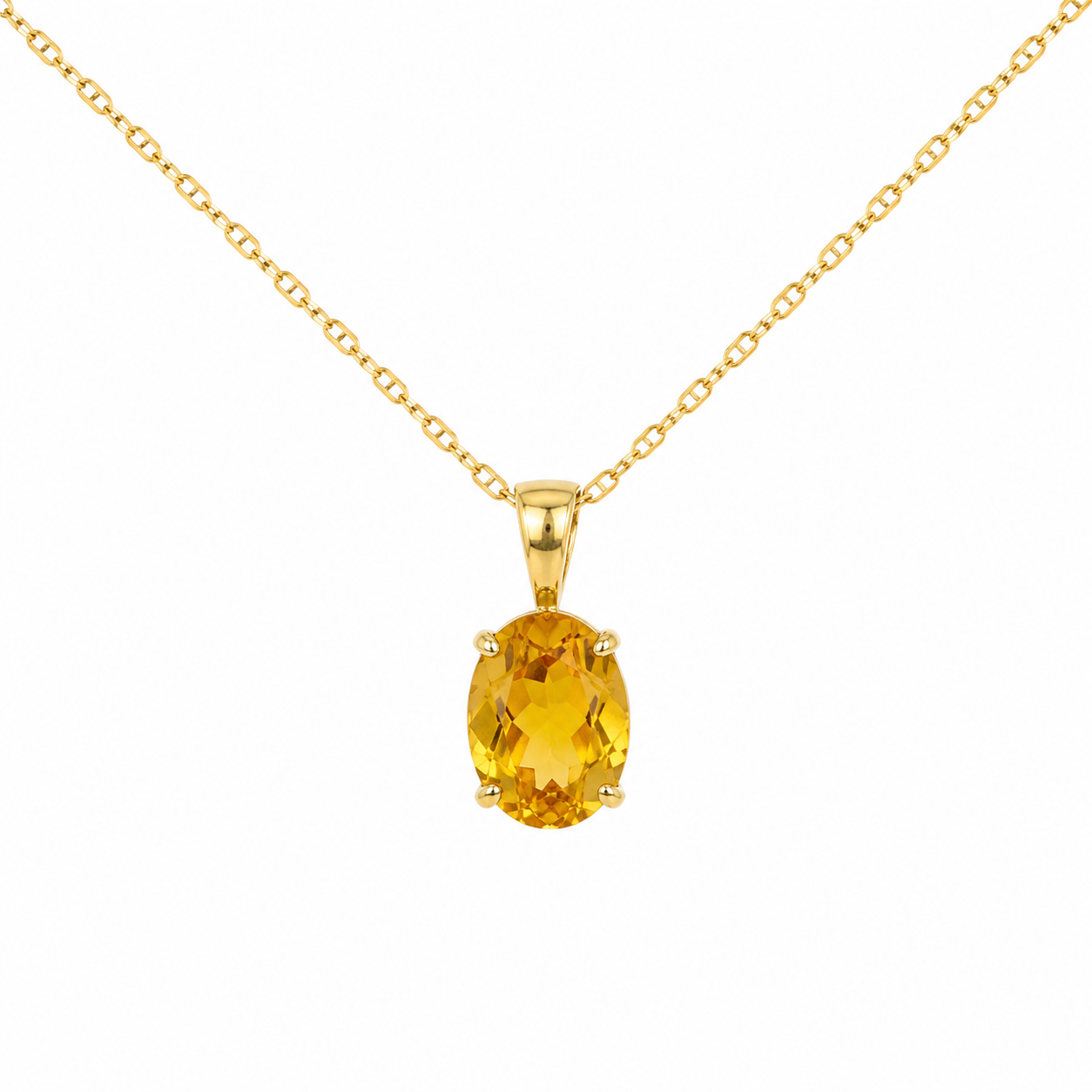 Citrine Solitaire Pendant Necklace
