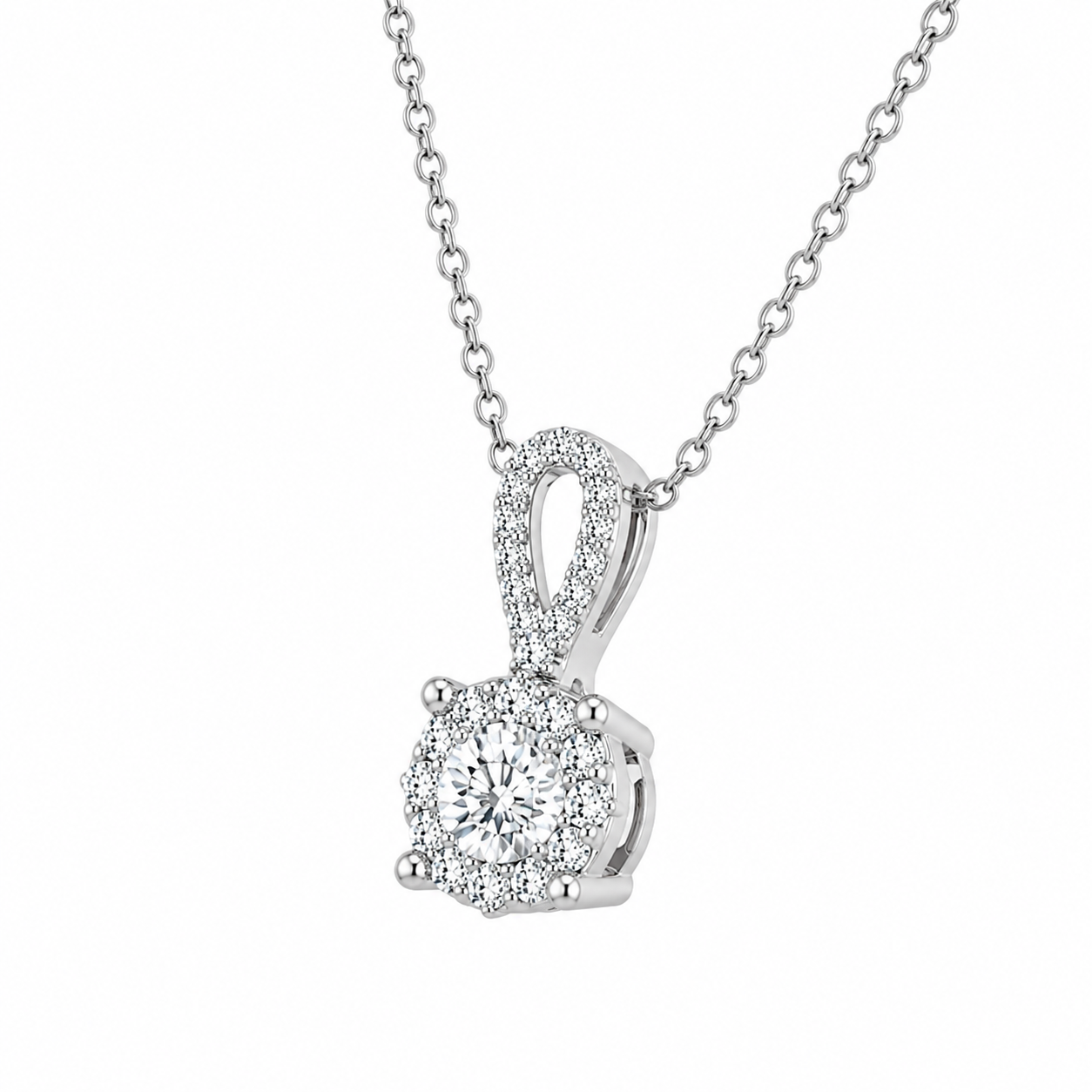 Diamond Halo Pendant Necklace