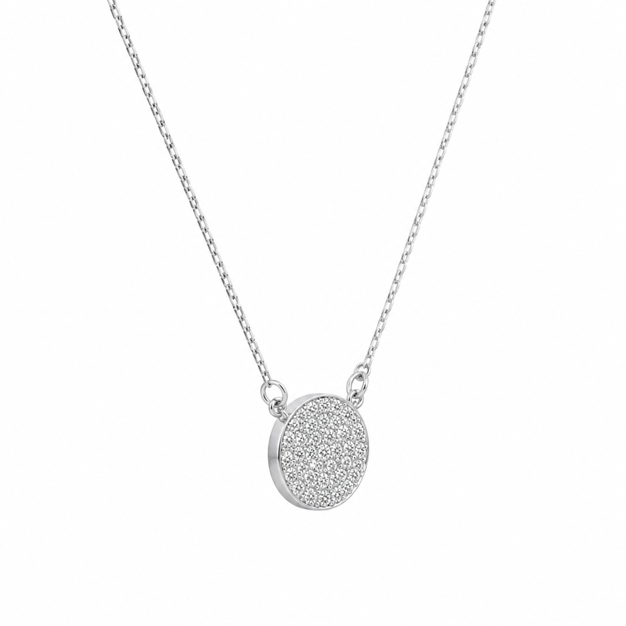 Diamond Pavé Disc Necklace