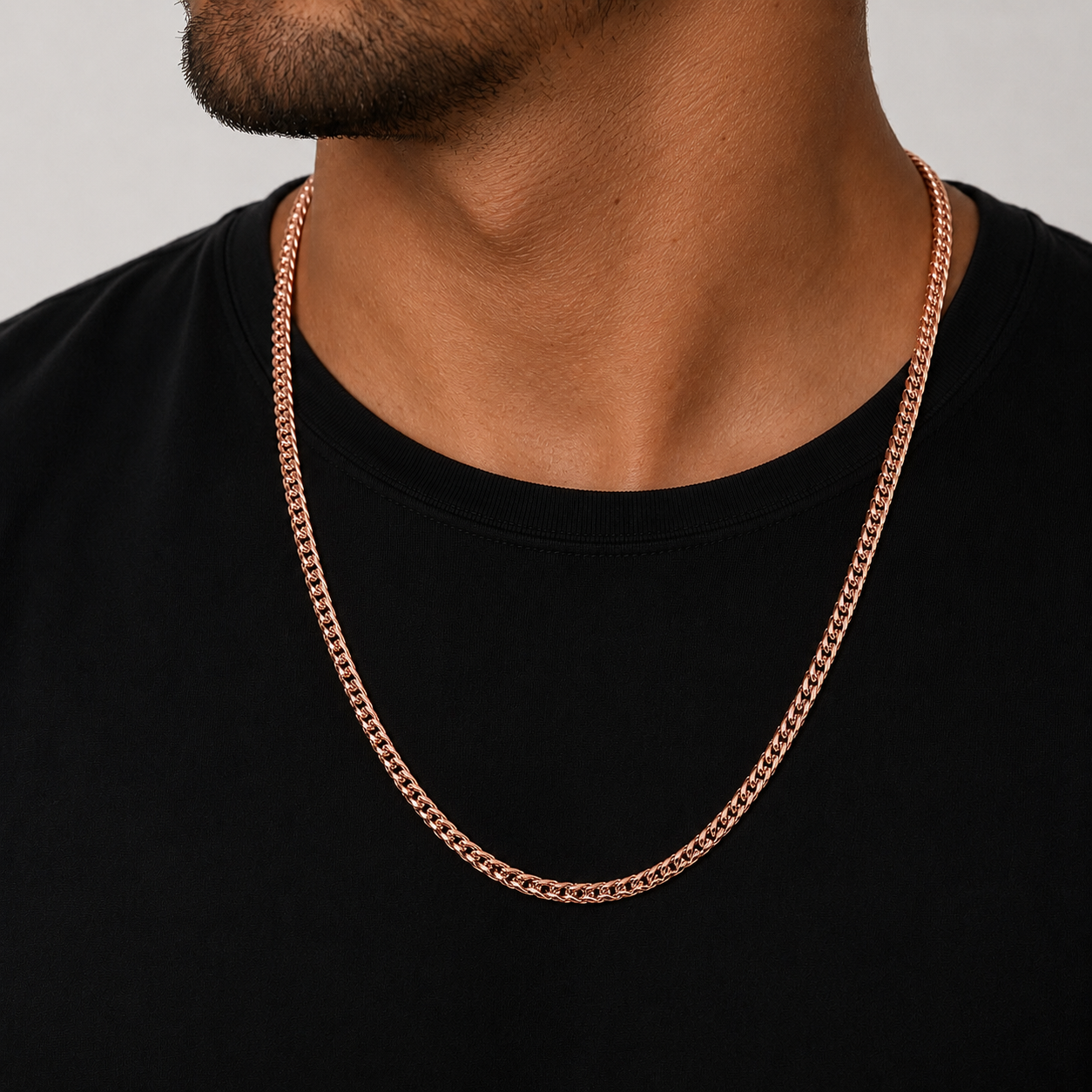 14K Rose Gold Solid Franco Chain Necklace 4 mm