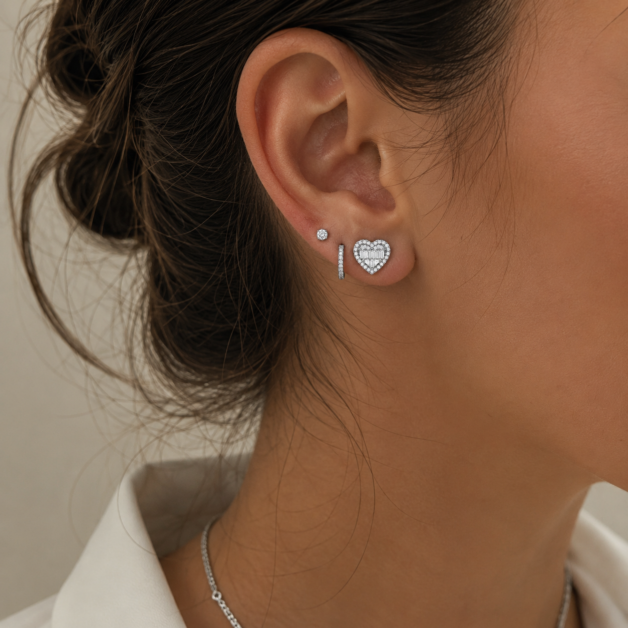 Heart Diamond Stud Earrings