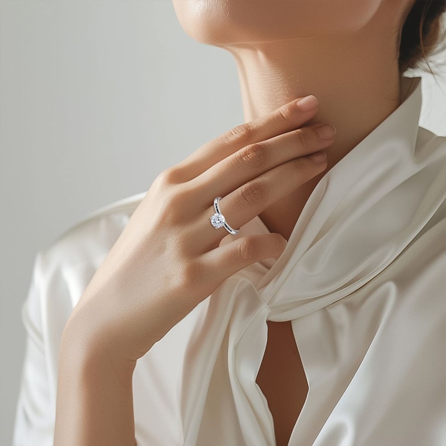 Blooming Solitaire Engagement Ring in White Gold