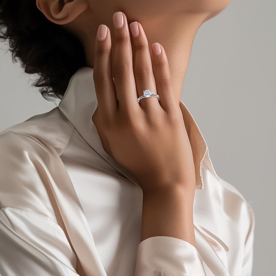 Dainty Solitaire Engagement Ring in White Gold