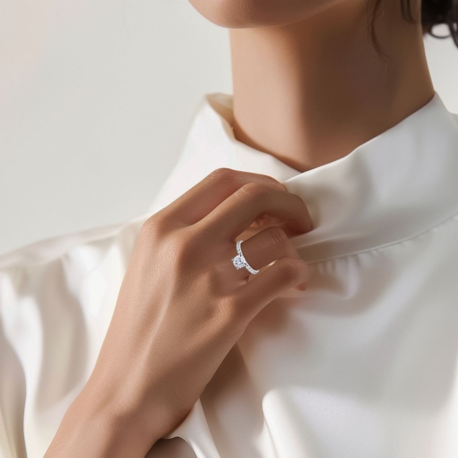 Petite Pave Diamond Engagement Ring in Platinum (0.32 Carat)