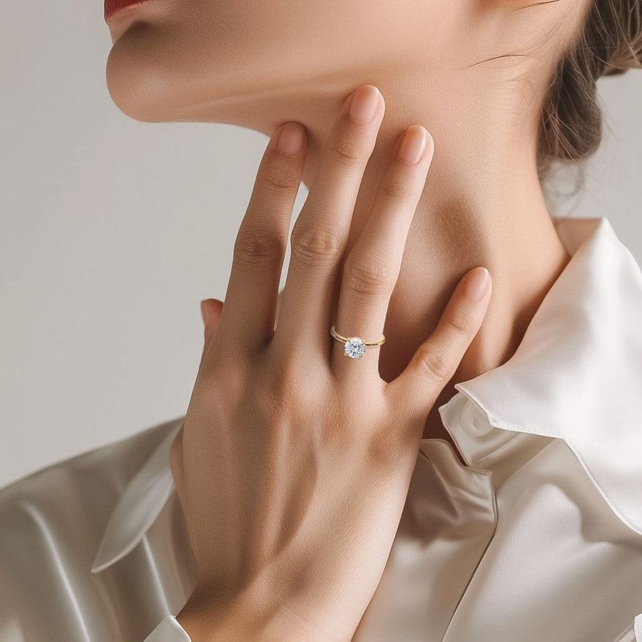 Hidden Diamond Halo Engagement Ring in Yellow Gold