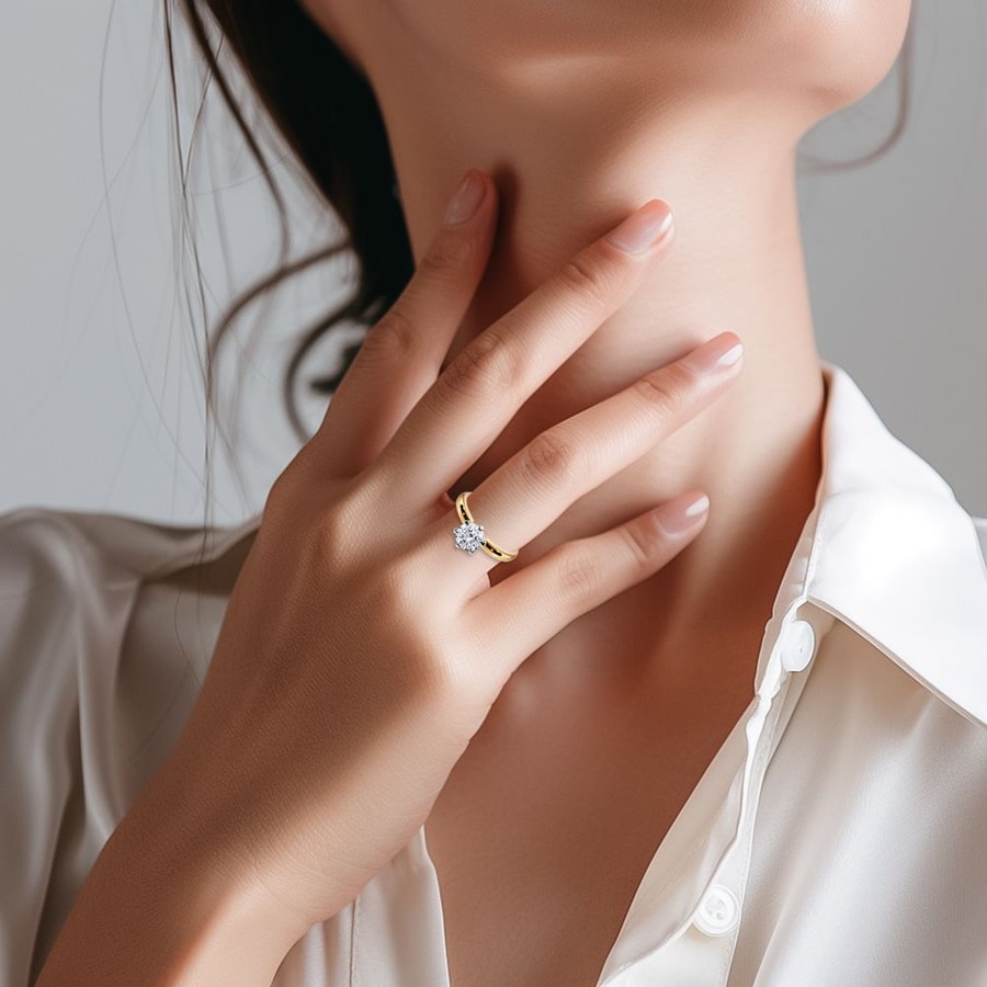 Six-Prong Solitaire Engagement Ring in Yellow Gold