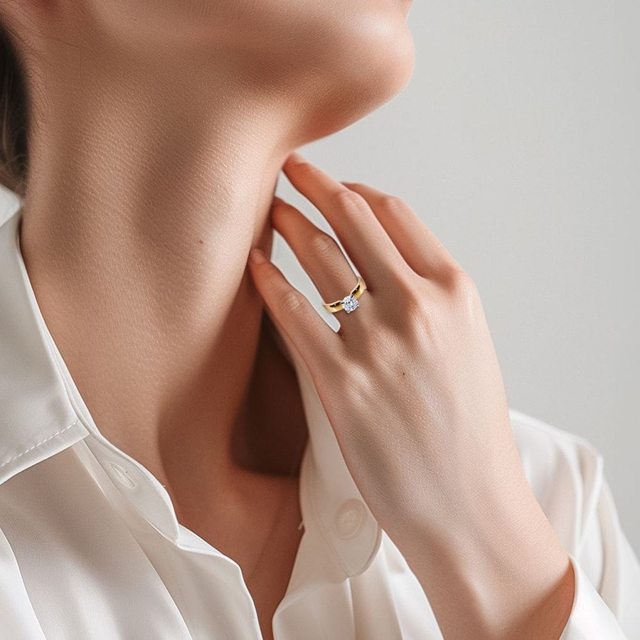 Flat Solitaire Engagement Ring in Yellow Gold (4 mm)