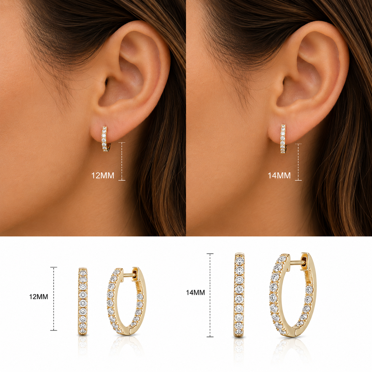 14 MM Diamond Huggie Earrings