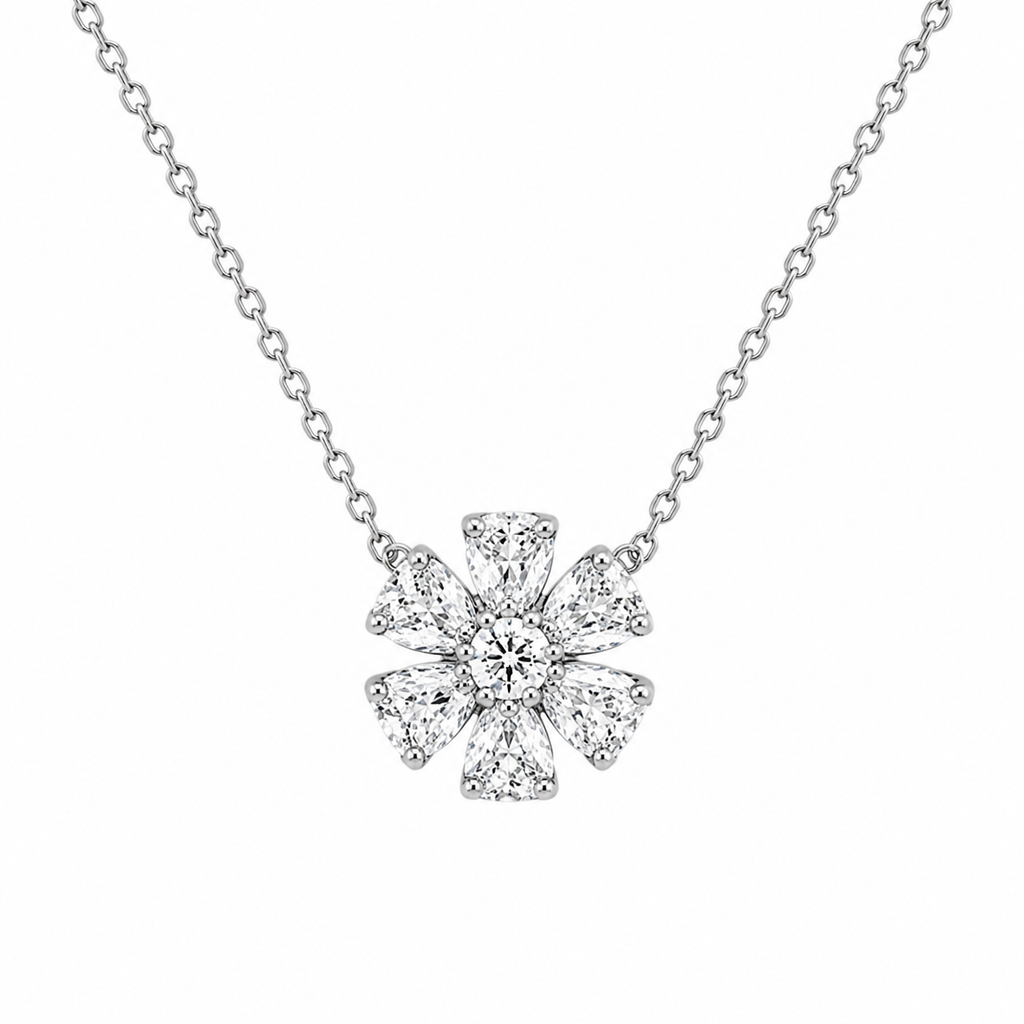 Diamond Flower Pendant Necklace