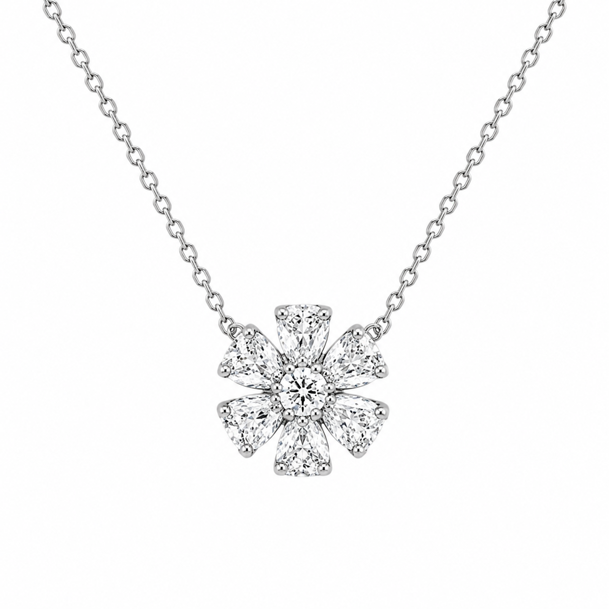 Diamond Flower Pendant Necklace