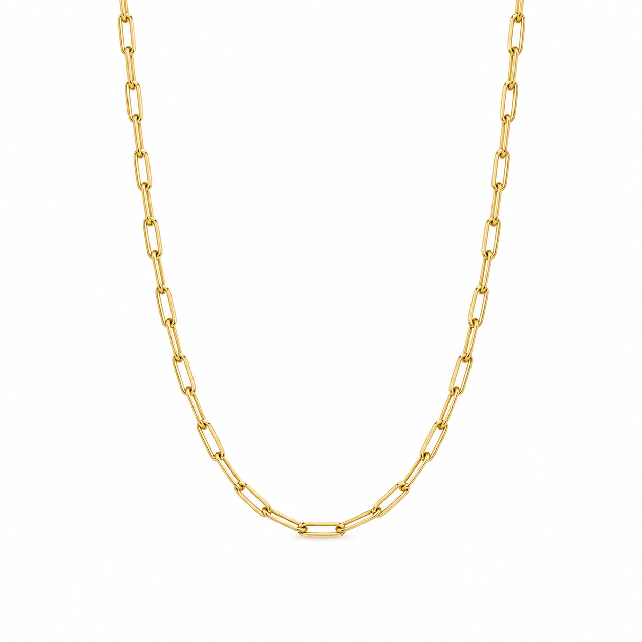 14K Semi- Hollow Gold Paperclip Necklace