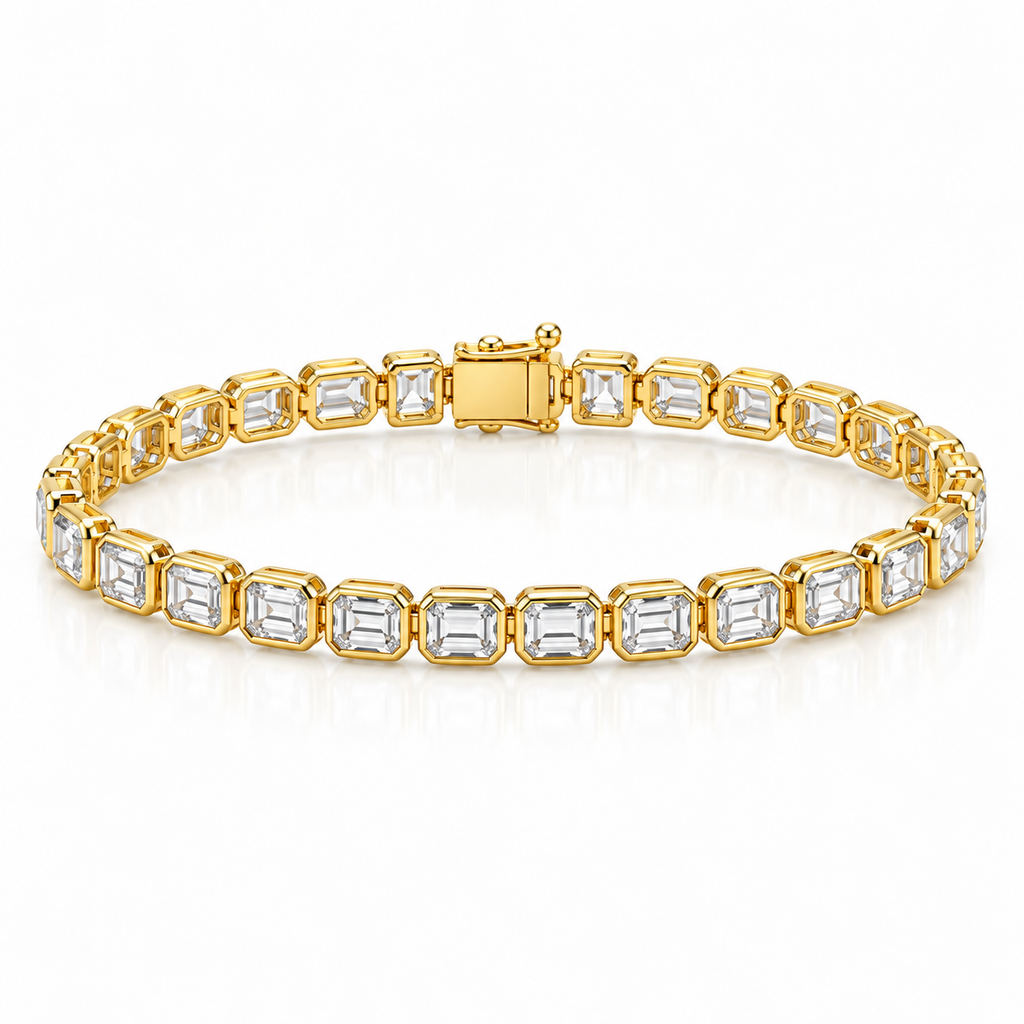 Emerald-Cut Lab-Grown Diamond Tennis Bracelet – 7.74 ctw