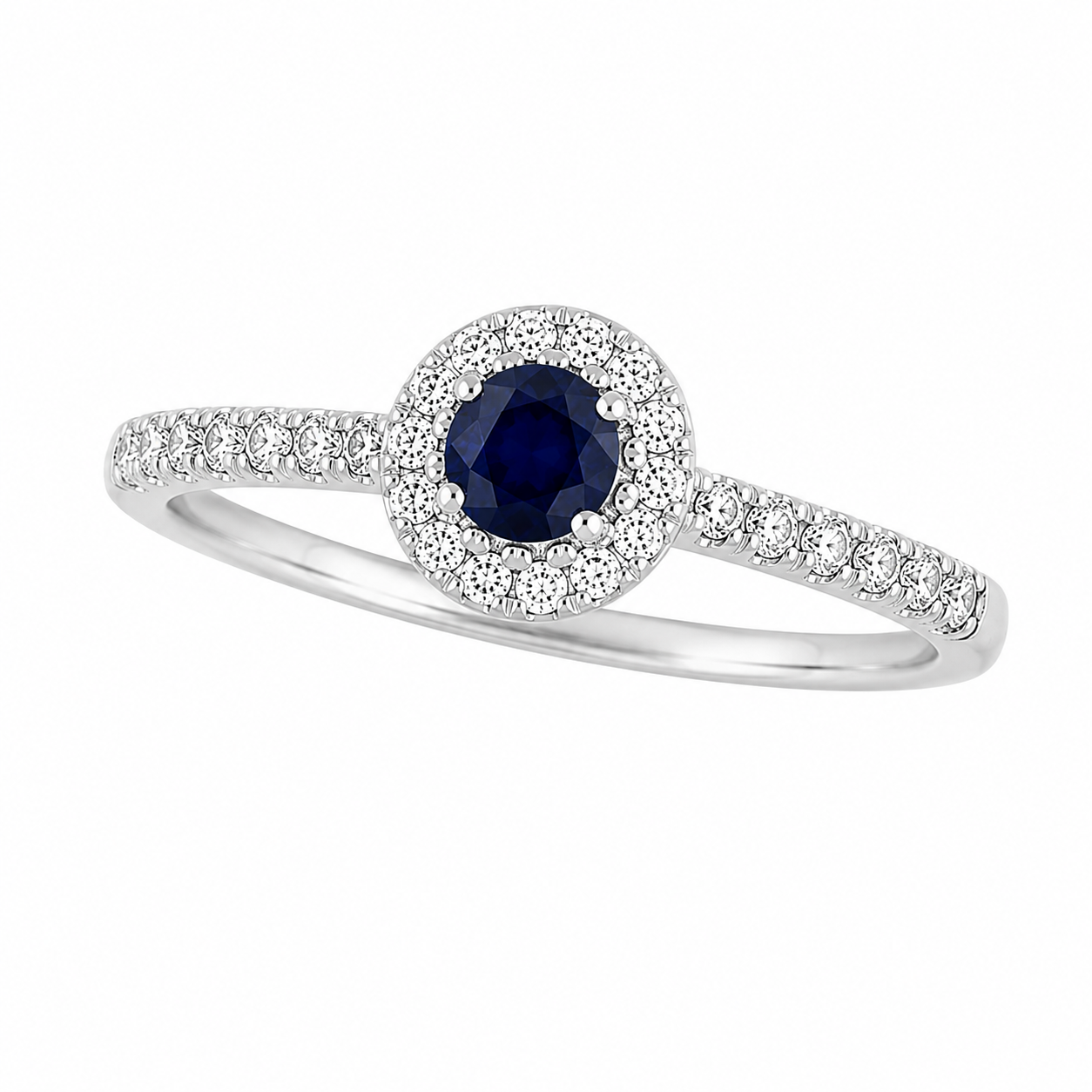 Sapphire & Diamond Halo Ring